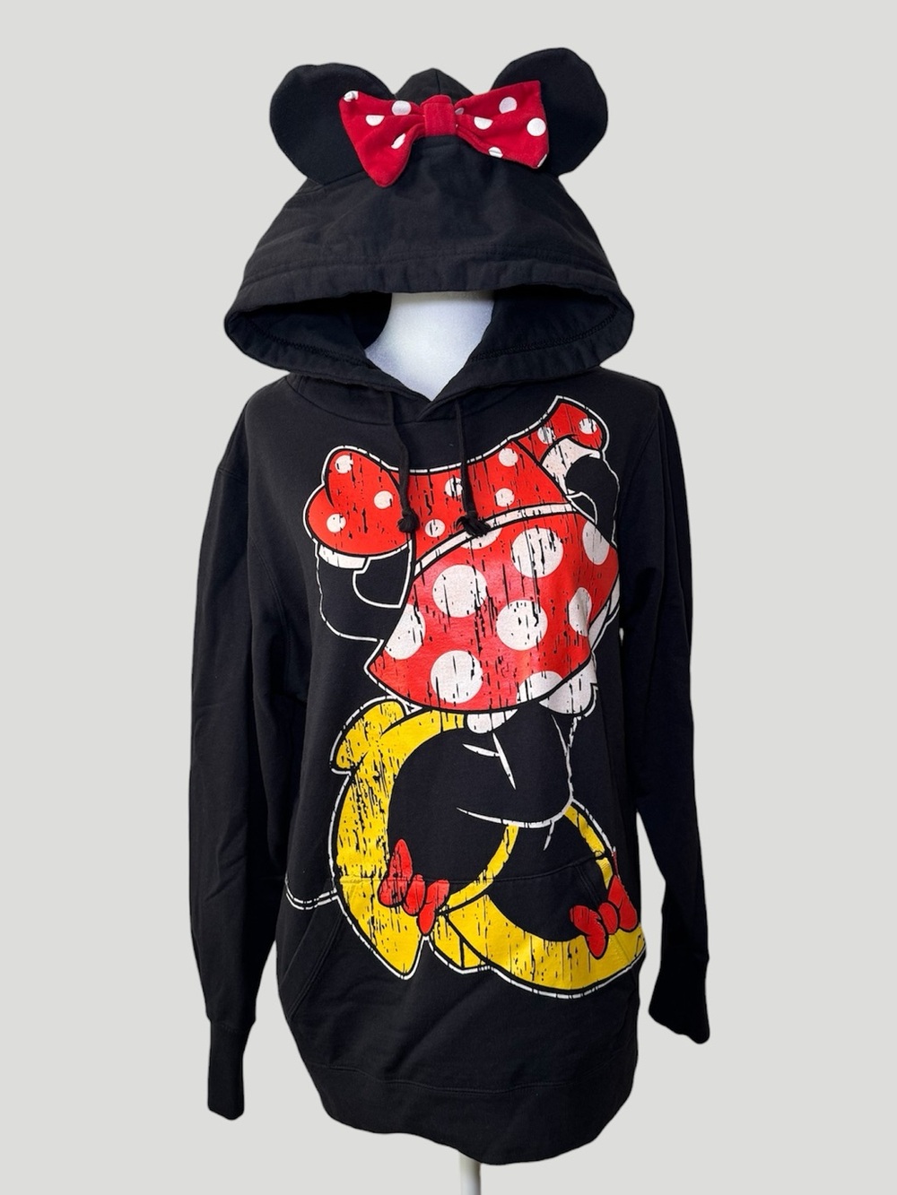 Disney Parks Minnie Mouse Black Hoodie with Ears and Bow